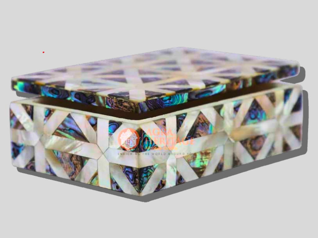 Pauashell Inlay Marble Jewelry Storage Box for Gift